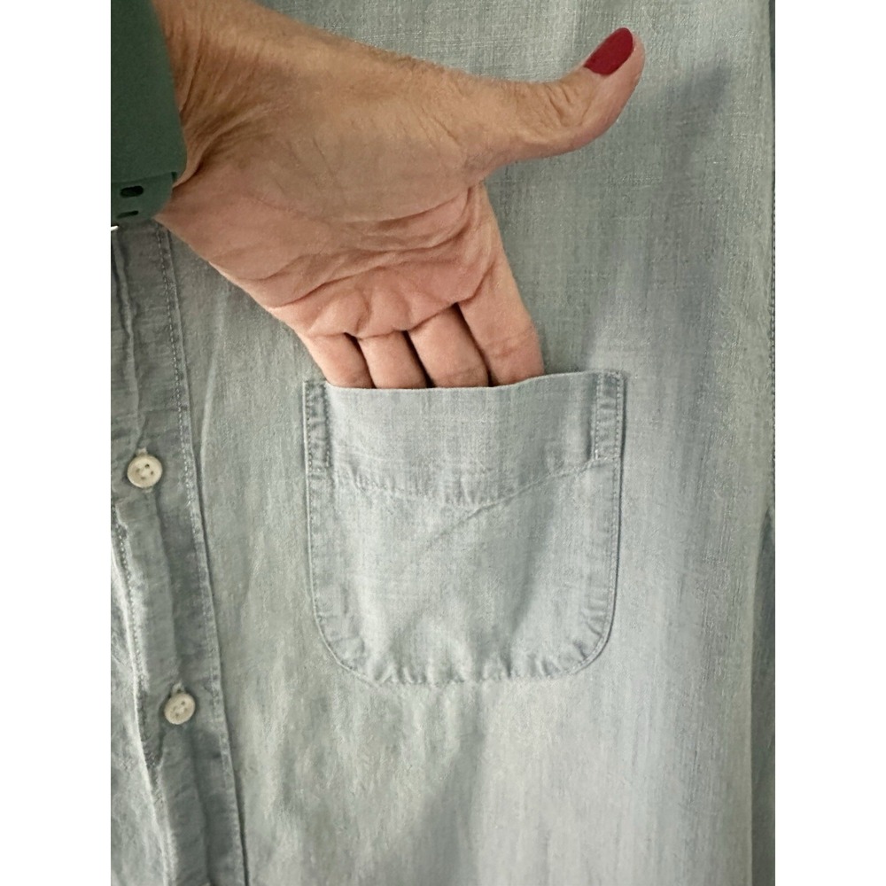 J. Crew Jeans Mens SS Chambray Button Shirt Sz L Blue/Lightweight/Classic - Picture 5 of 13